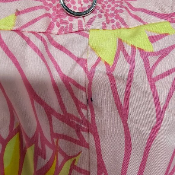 Pink Yellow Floral Chinos Wide Leg Boho Hippie Granola Festival Beach 12 - Picture 8 of 10